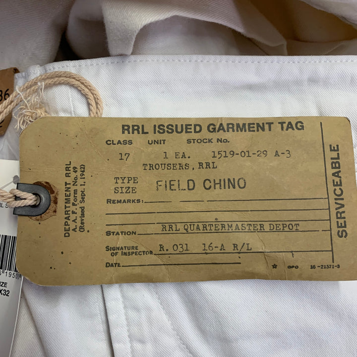 RRL by RALPH LAUREN Size 36 White Twill Cotton Straight Button Fly Casual Pants