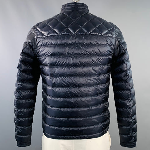 MONCLER 2022 Size L Benamou Navy Quilted Polyamide Zip Up Jacket