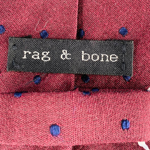 RAG & BONE Burgundy Navy Dots Wool Silk Tie