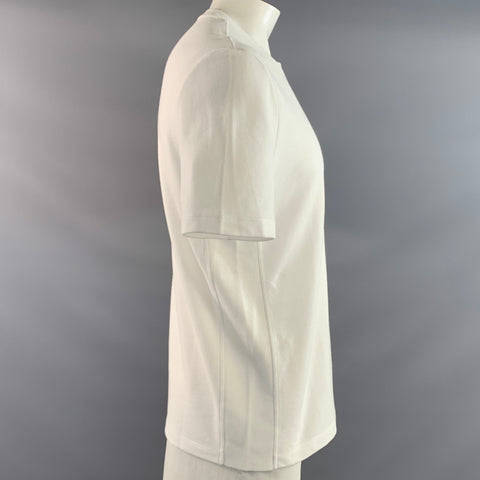 THOM BROWNE Size L White Grey Cotton Crew Neck T shirt
