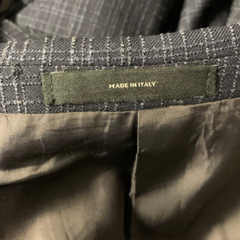 PAUL SMITH Chest Size 40 Navy Window Pane Wool Silk Notch Lapel Sport Coat