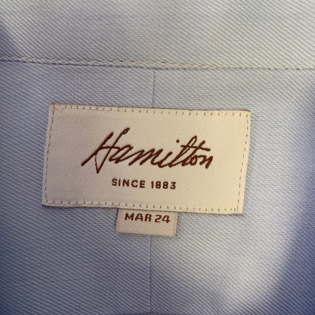 HAMILTON Size S Blue Light Blue Cotton Spread Collar Long Sleeve Shirt