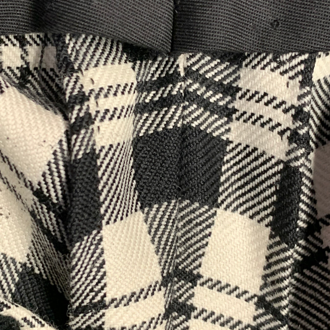 BURBERRY Size 36 Black White Plaid Wool Mohair Side Tabs Tapered Dress Pants