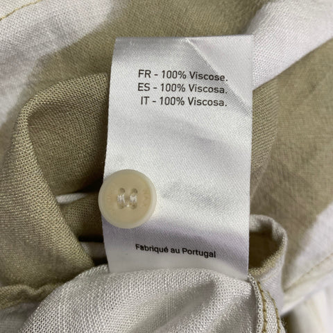 WAX Size M Yellow White Abstract Viscose Button Up Short Sleeve Shirt