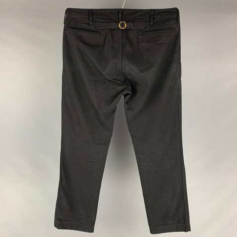 VISVIM Size L Black Solid Cotton Button Fly Casual Pants