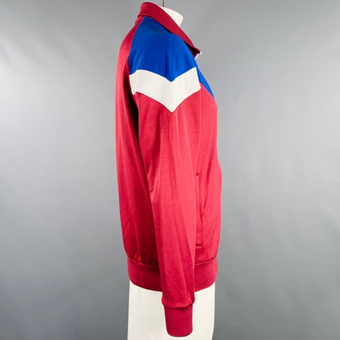 MAISON KITSUNE Veste de survêtement Color Block Rouge Bordeaux Bleu Blanc Taille L
