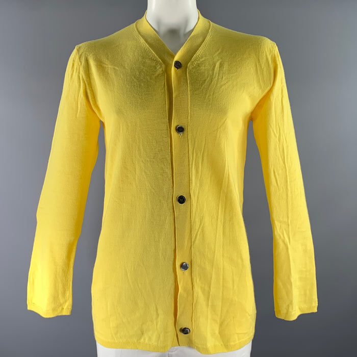 COMME des GARCONS SHIRT Size L Yellow Knitted Acrylic Blend Button Down Cardigan