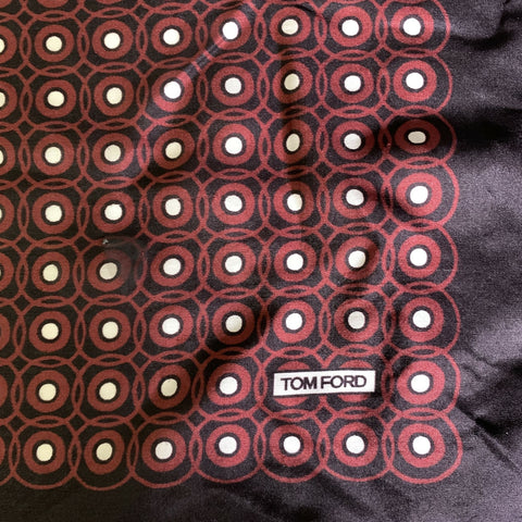 TOM FORD Black Burgundy Circles Silk Pocket Square