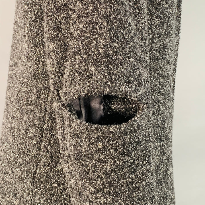 MICHAEL KORS COLLECTION Size 4 Grey Black Silver Wool Blend Tweed Cutouts Coat