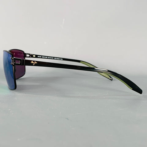 MAUI JIM Cove Park Black Iridescent Green Acetate Metal Polarized Sunglasses