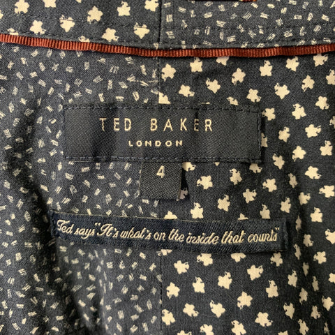 TED BAKER Size S Navy Cotton Blend Button Down Long Sleeve Shirt