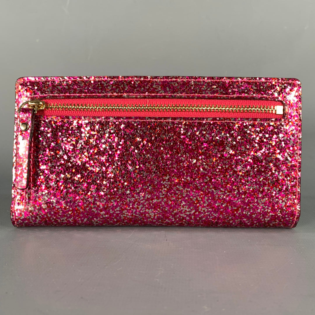 KATE SPADE Pink Silver Glitter Acetate Checkbook Wallet