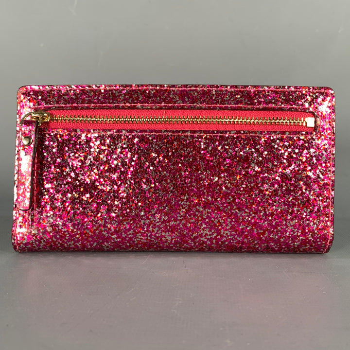 KATE SPADE Pink Silver Glitter Acetate Checkbook Wallet