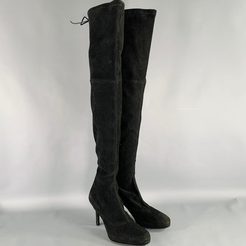 STUART WEITZMAN Size 8 Black Suede Stiletto Boots