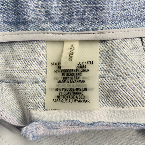 ELIE TAHARI Size 4 Blue Heather Linen Blend Flat Front Casual Pants