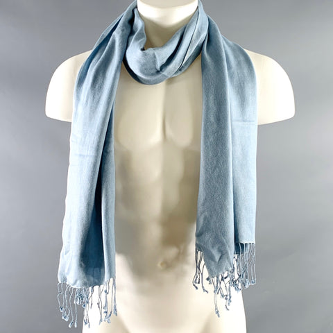 JAEGER Blue Cashmere Silk Fringe Pashmina Scarf Shawl