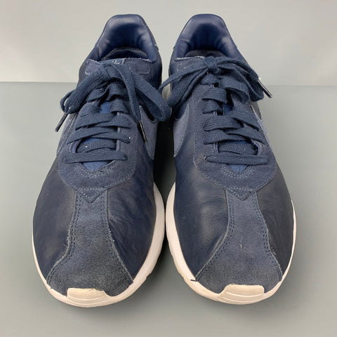NIKE Size 12 Navy Leather Low Top Sneakers