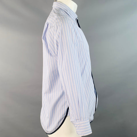 COMME des GARCONS HOMME Size XS Blue White Stripe Contrast Trim Cotton Long Sleeve Shirt
