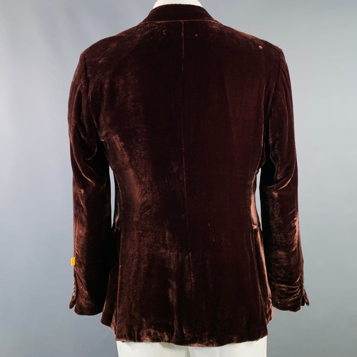 RICHFRESH Size 42 Brown Black Velvet Peak Lapel Sport Coat