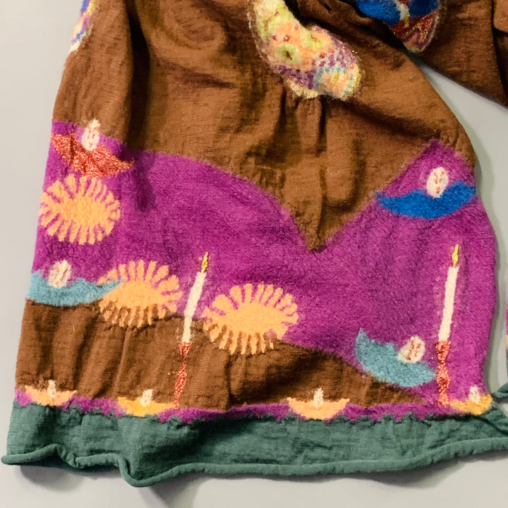 KAPITAL Brown Multi Color Sugar Skull Wool Scarf