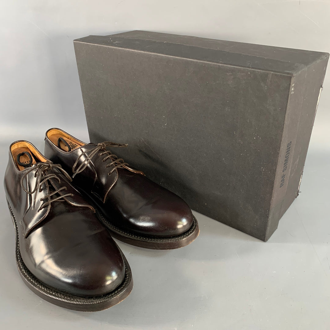RAF SIMONS Size 8 Brown Leather Derby Lace-Up Shoes
