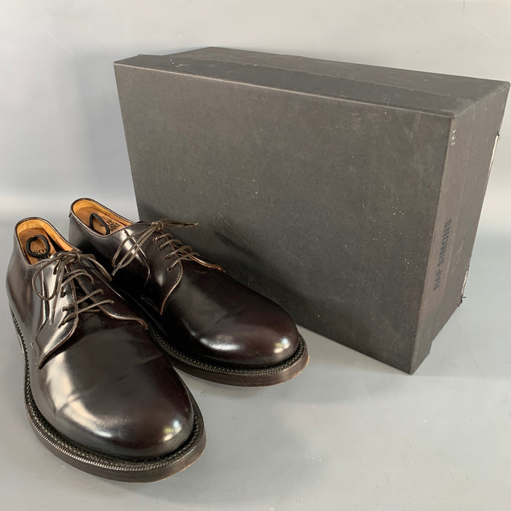 RAF SIMONS Size 8 Brown Leather Derby Lace-Up Shoes