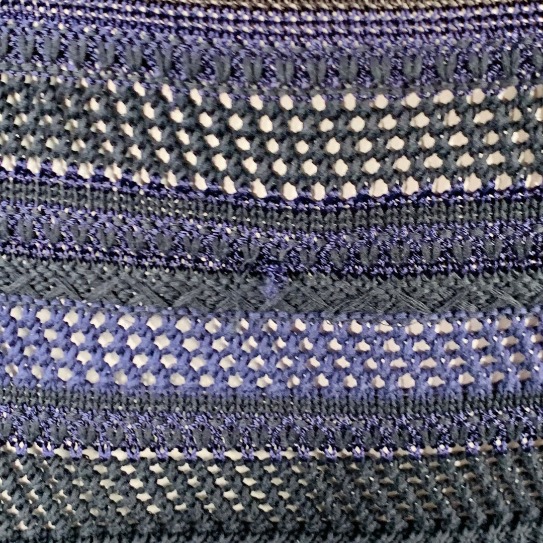 RAG & BONE Size L Navy Black Cotton Blend Textured Stripe Open Knit Pullover