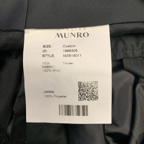 Pantalon de costume ajusté en laine gris foncé ATELIER MUNRO Taille 32