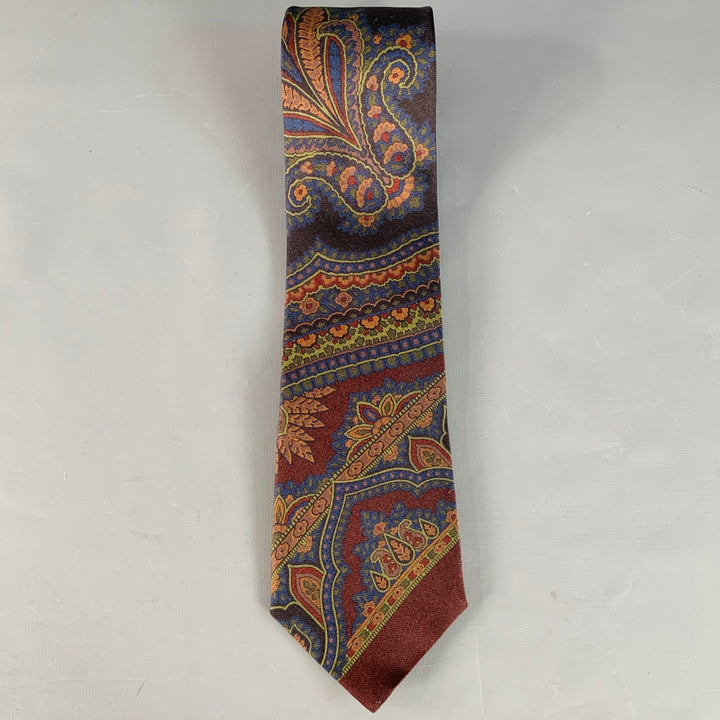 RALPH LAUREN Navy Brown Paisley Silk Tie