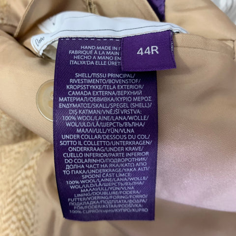 RALPH LAUREN Size 44 Camel Tan Herringbone Wool Notch Lapel Sport Coat