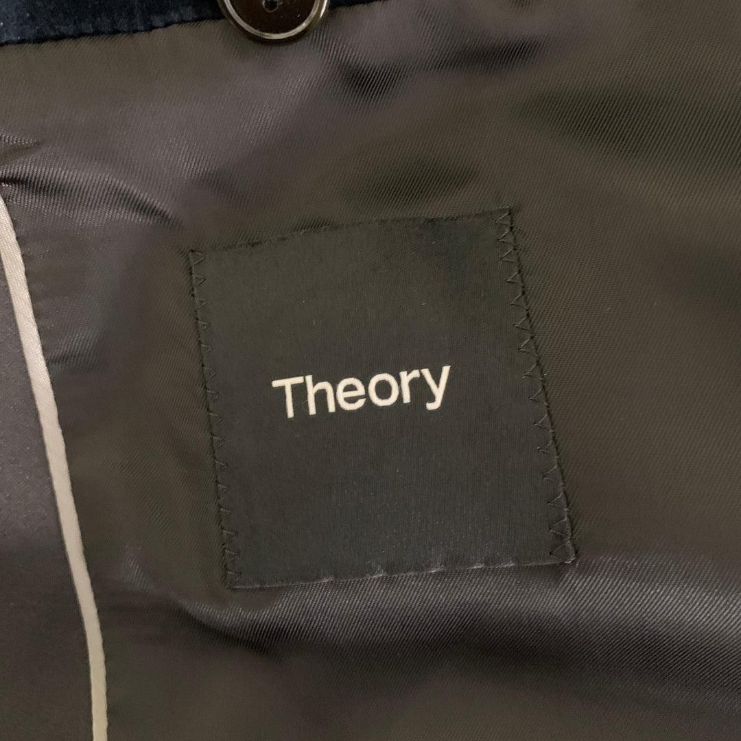 THEORY Size 46 Navy Teal Cotton Blend Tuxedo Jacket