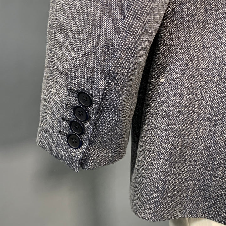 BOTTEGA VENETA Size 46 Navy White Melange Virgin Wool Notch Lapel Sport Coat