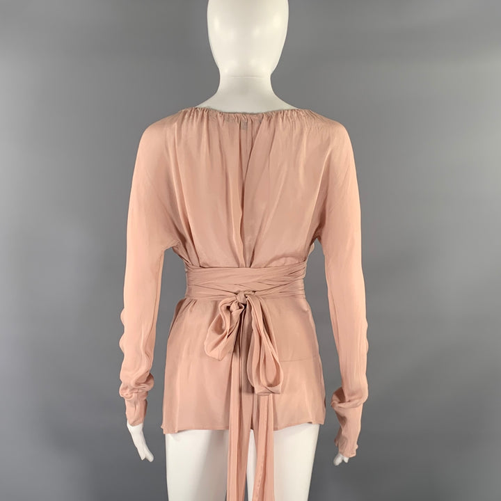 GUCCI Size M Taupe Silk Blouse