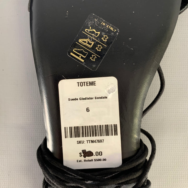 TOTEME Size 7.5 Black Leather Suede Strappy Sandals