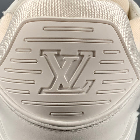 LOUIS VUITTON Size 11.5 White Mixed Materials Leather Lace Up Sneakers