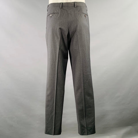 PAUL SMITH Size 44 The Byard Grey Blue Pinstripe Viscose Single Breasted Suit