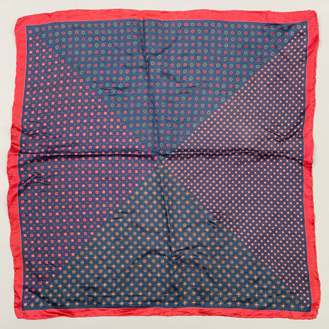 VINTAGE Navy Burgundy Abstract Floral Pocket Square