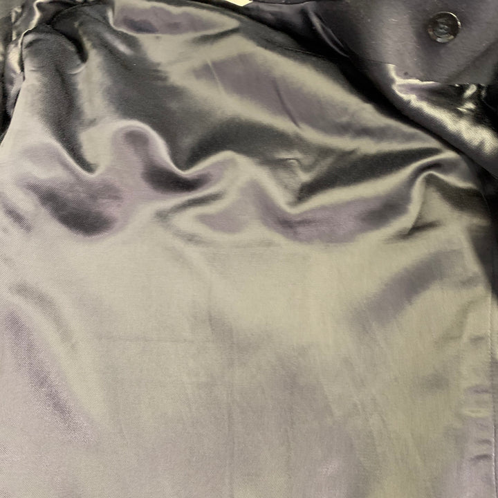 VALENTINO Size 36 Navy Wool Lambskin Leather Double Breasted Peacoat