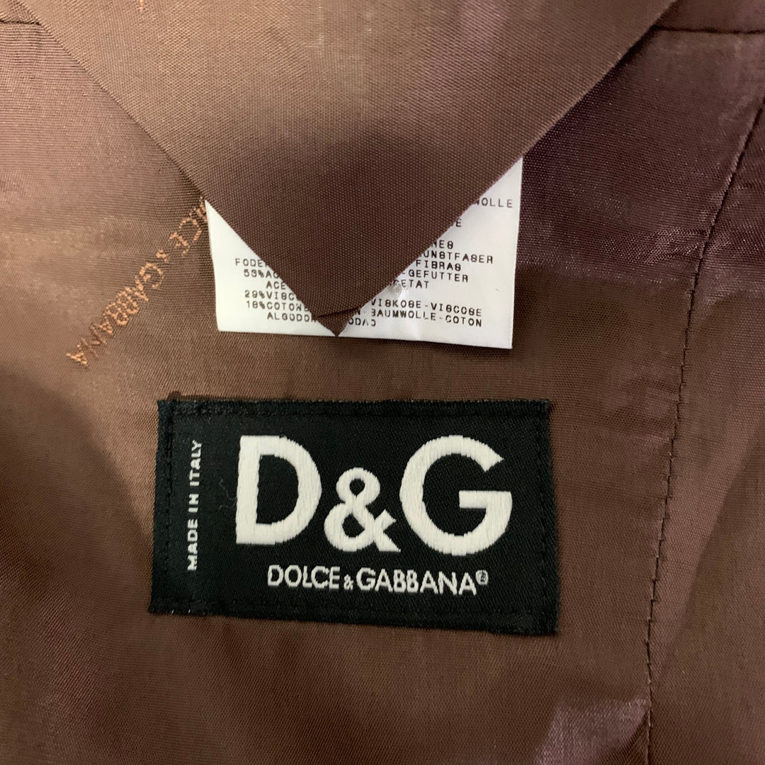 D&G by DOLCE & GABBANA Size 36 Brown Wool Nylon Notch Lapel Sport Coat