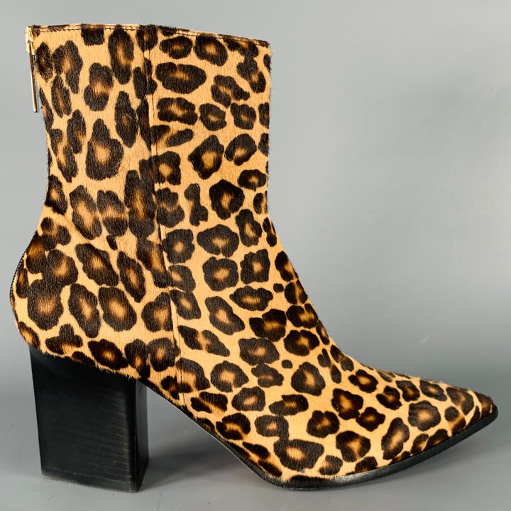 TAMARA MELLON Size 7 Brown Beige Animal Print Calf Hair Chunky Heel Boots
