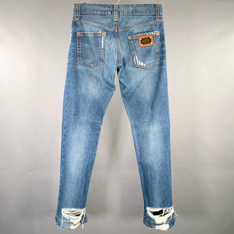 DOLCE & GABBANA Jean en coton vieilli bleu Taille 28