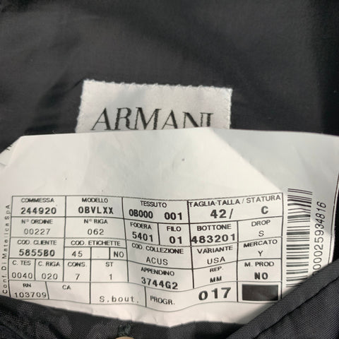 ARMANI COLLEZIONI Size 42 Black Wool Notch Lapel Single Button Tuxedo