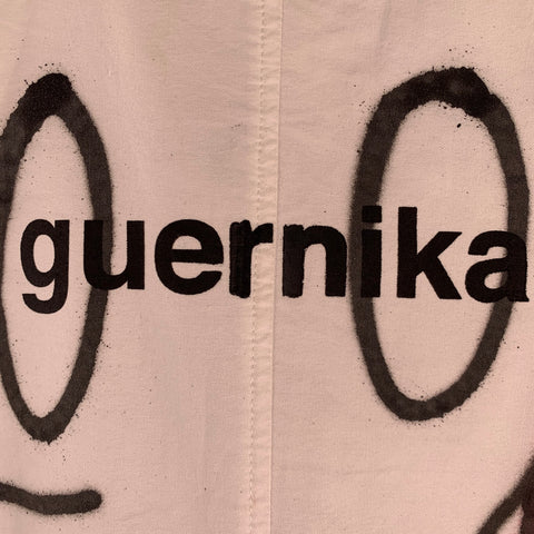 GUERNIKA Size M White Multi Color Graphic Single Breasted Coat