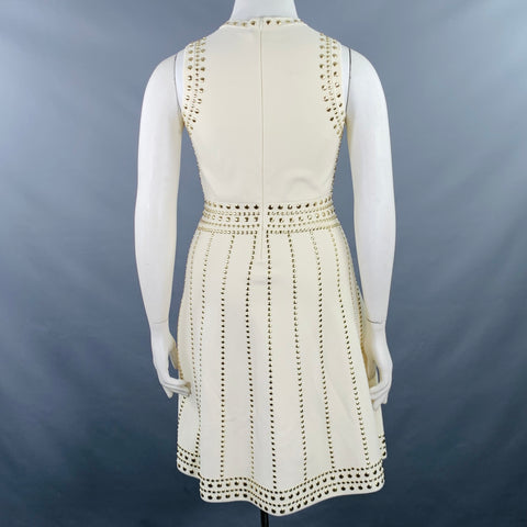MICHAEL by MICHAEL KORS Size L Cream Gold Viscose Studded Sleeveless Dress