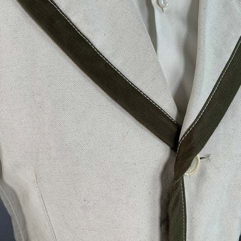 COMME des GARCONS SHIRT Size M Regular Beige Olive Cotton Linen Notch Lapel Sport Coat