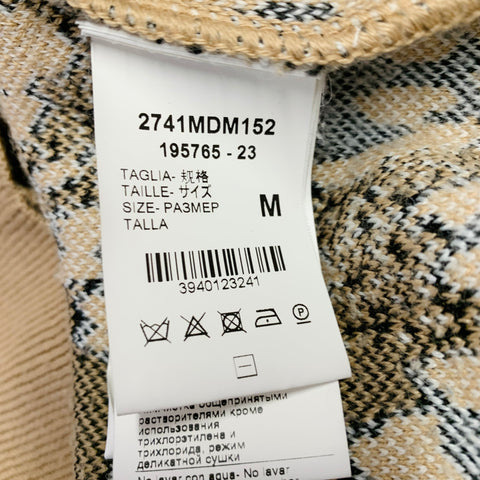 MSGM Size M Khaki Black White Viscose Blend Distressed Oversized Mixed Patterns Cardigan