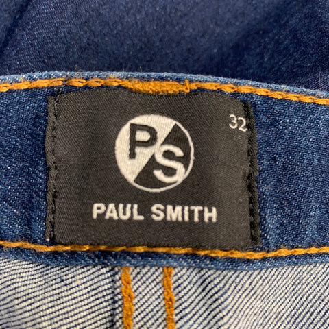 PS by PAUL SMITH Size 32 Blue Contrast Stitch Cotton Blend Straight Jeans