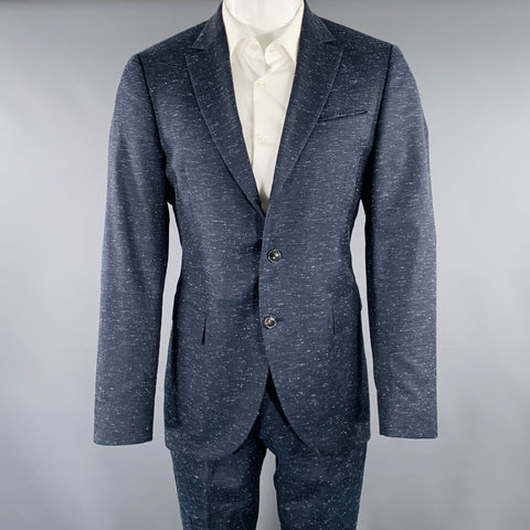JOHN VARVATOS Size 40 Navy White Virgin Wool Blend Suit
