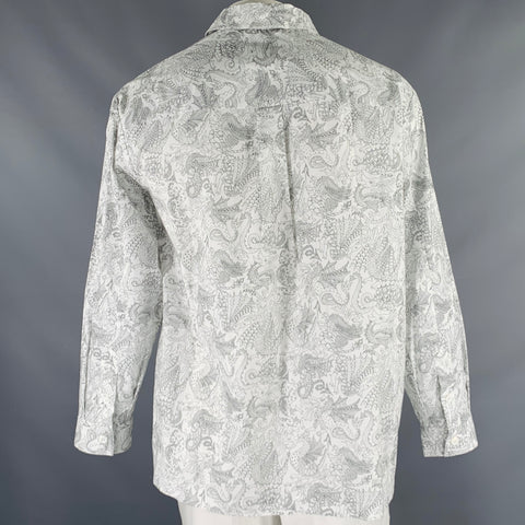 A.P.C. Size L White Black Dragons Print Cotton Long Sleeve Shirt