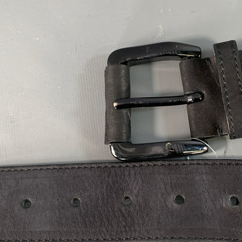BURBERRY Size 38 Black Leather Zipper Belt